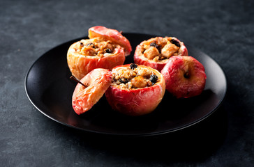 Baked stuffed apples on the plate