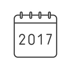 New Year 2017 calendar linear icon