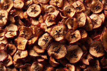 Dried apples, food background