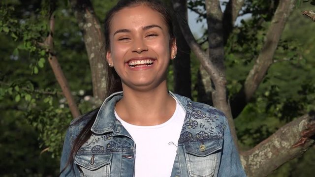 pretty and excited teen girl