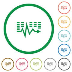 Music waves flat icons with outlines