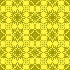 Yellow Ornamental Seamless Line Pattern. Endless Texture. Oriental Geometric Ornament