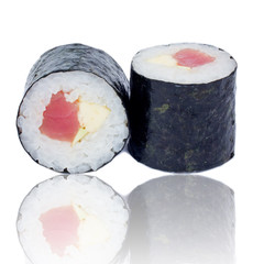 Sushi pieces collection, isolated on white background