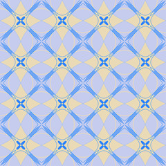 simple seamless geometric pattern in blue and gold tones