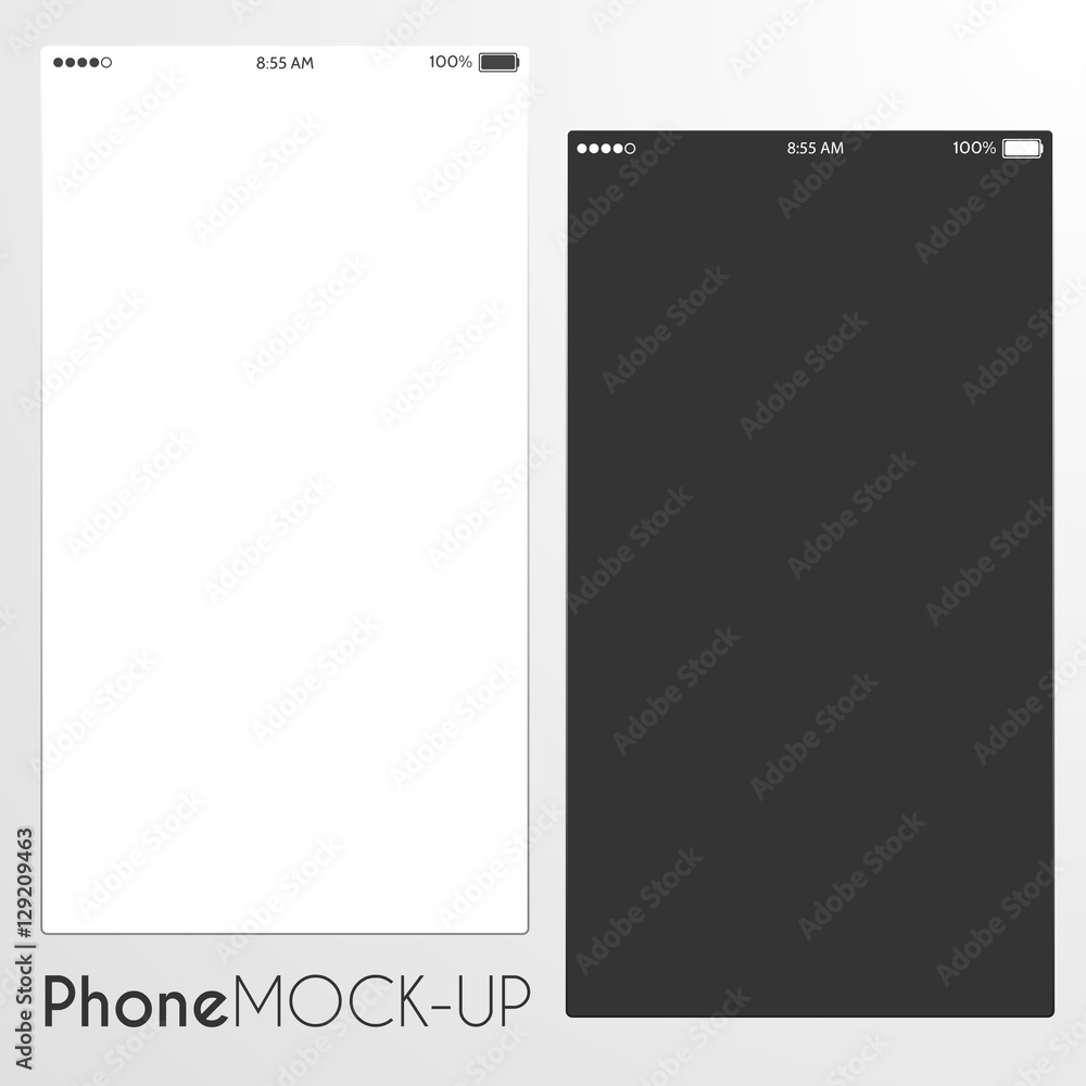 Poster light and dark screens of smartphones for user interface design. isolated on a light background. vec