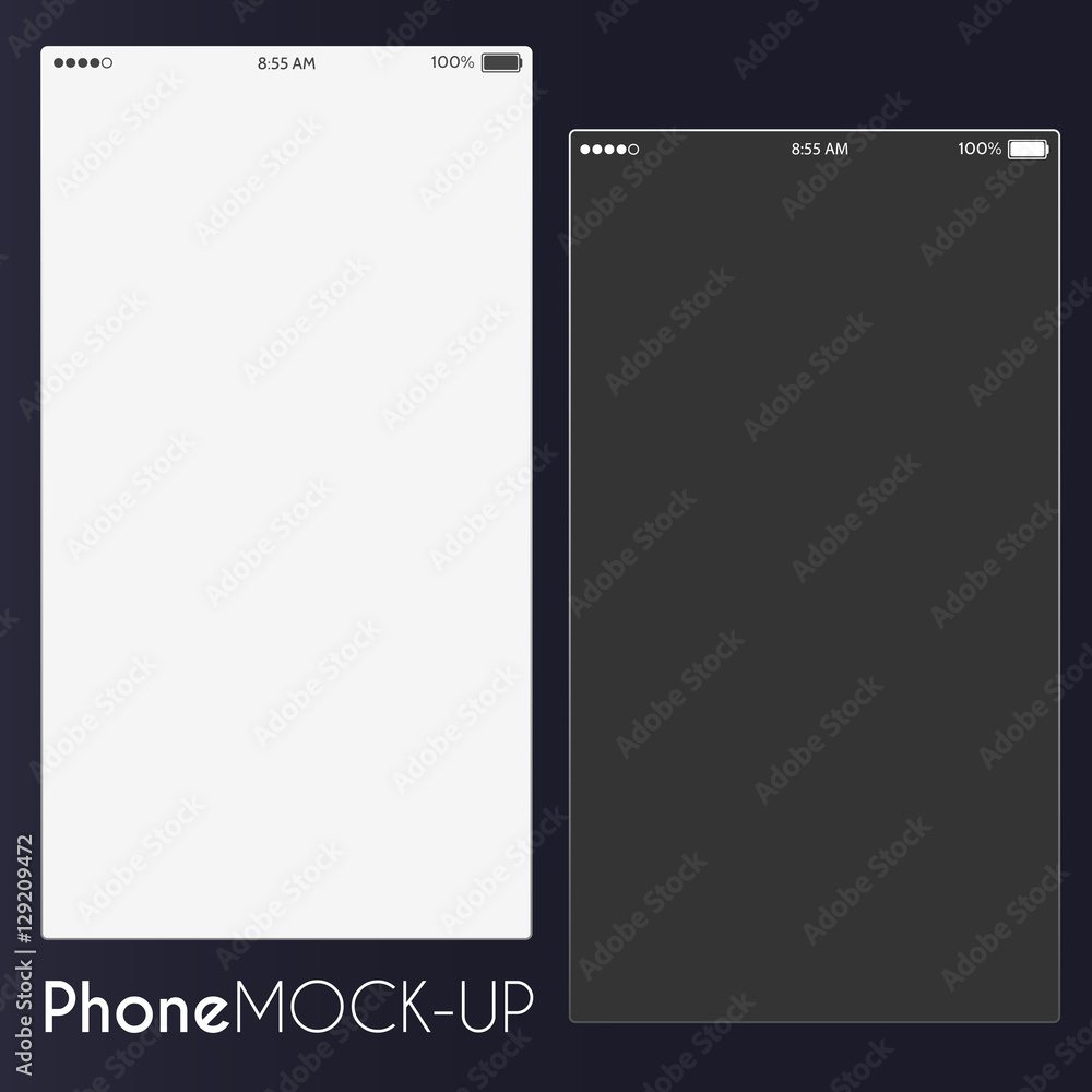Poster light and dark screens of smartphones for user interface design. isolated on a dark background. vect