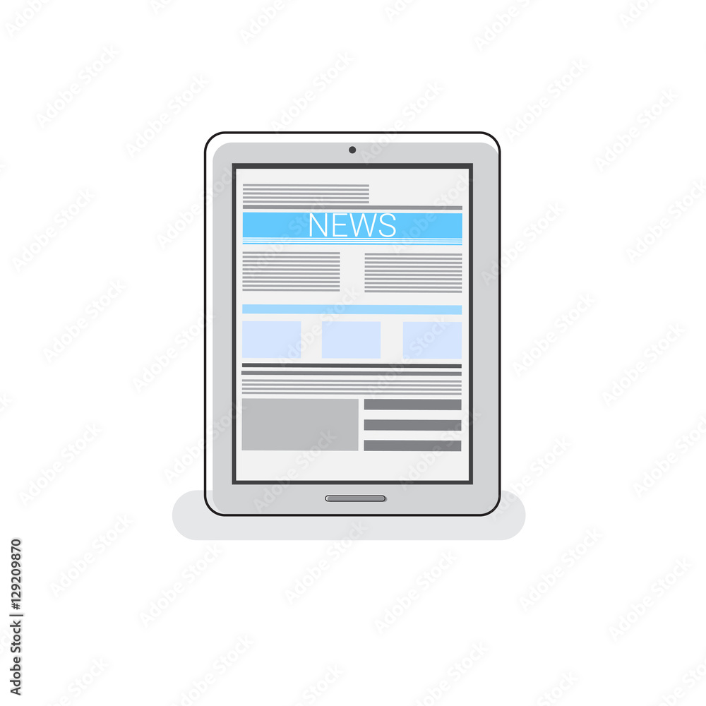 Poster tablet screen computer digital device thin line vector illustration