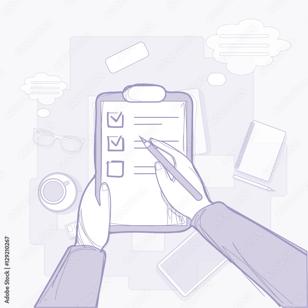 Poster hand hold check list paper document vector