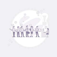 Businesspeople Group Working Creative Team Business People Sitting Office Desk Vector Illustration