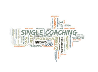 Single coaching word cloud shaped as a arrow