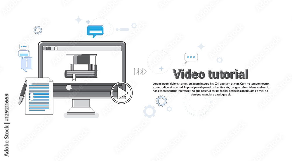 Poster video tutorial editor concept modern technology web banner vector illustration