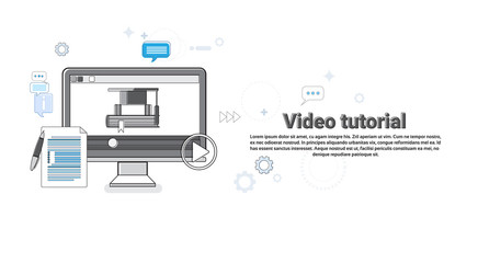 Video Tutorial Editor Concept Modern Technology Web Banner Vector Illustration
