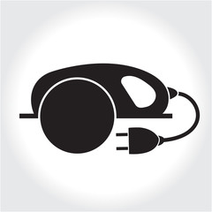 Circular Saw tool icon black silhouette. Element logo circular saw tool, isolated on a white background. Vector illustration