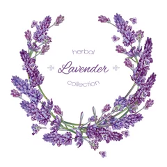 Glasschilderij Lavendel Lavendel bloemen krans