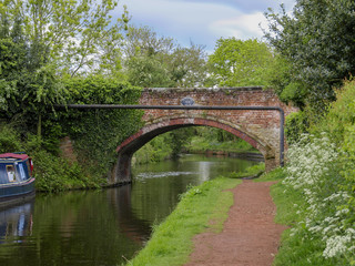 Fototapeta na wymiar Bridge with towpath in Penkridge on the Staffordshire and Worcestershire canal