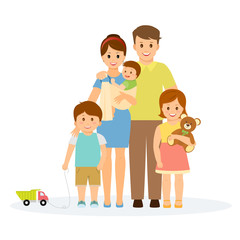 Family portrait in flat style