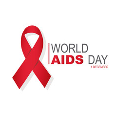 World AIDS Day Vector with red ribbon background and text