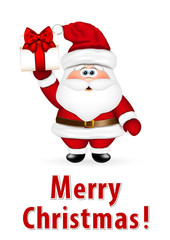 Santa Claus with Christmas gift in hand