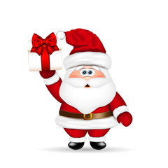 Santa Claus with Christmas gift in hand