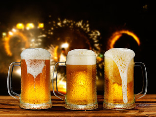 cold light beer glass mug in a pub