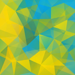 Geometric pattern, polygon triangles vector background in yellow, blue, green tones. Illustration pattern