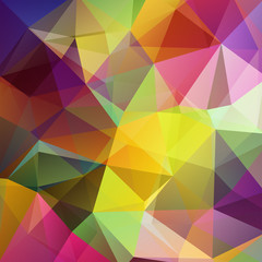 Polygonal vector background. Can be used in cover design, book design, website background. Vector illustration. Red, yellow, green, pink colors.