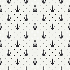 Abstract nautical seamless background pattern with anchor . Vector illustration texture for your design, wallpaper. 