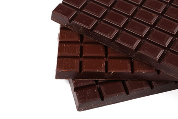 chocolate bars isolated on white background