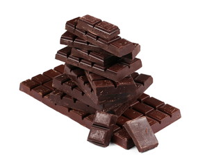 chocolate bars isolated on white background