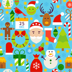 Obraz na płótnie Canvas Merry Christmas Blue Tile Pattern