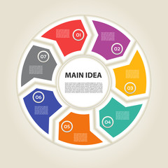 Template for diagram, graph, presentation and chart. Business concept with 7 options, parts, steps or processes. Vector infographic