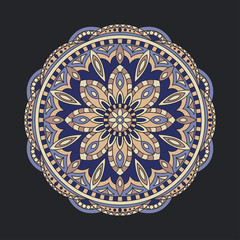 Round mandalas in vector. Abstract design element. Decorative retro ornament. Graphic template for your design.