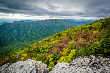 Early autumn view of the Blue Ridge Mountains from Hawksbill Mou