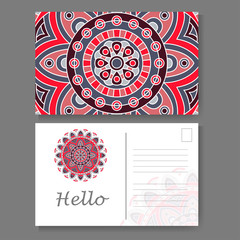 Template for business, invitation card. Postcard background with mandala element. Decorative ornamental design
