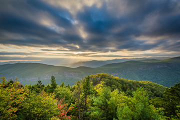 Evening view of the Blue Ridge Mountains from Table Rock, on the