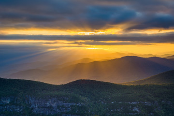 Sunset over the Blue Ridge Mountains from Table Rock, on the rim