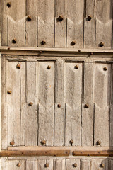 fragment of old wooden door to the church. Radegund at Poitiers