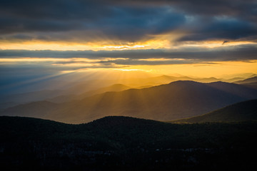 Sunset over the Blue Ridge Mountains from Table Rock, on the rim