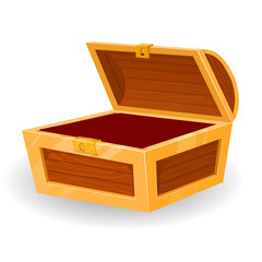 vintage wooden chest with open cover.