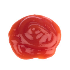 round shape of tomato sauce on white