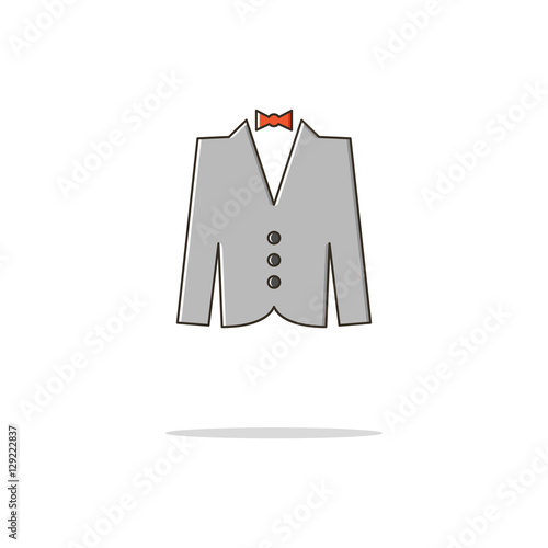"Jacket and bow tie color thin line icon.Vector illustration" Stock