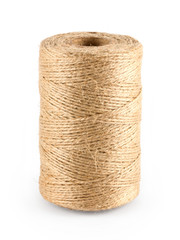 Reel of brown natural rope, isolated on white