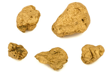 Gold nuggets, isolated on white background