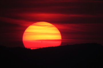 Black dot on sun's surface. Quebec, Canada.
