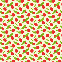 Hand drawn red goji berries seamless pattern background.