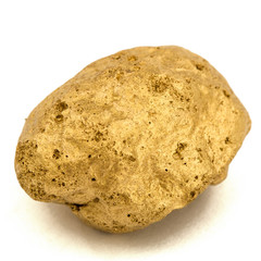 Gold nugget, isolated on white background