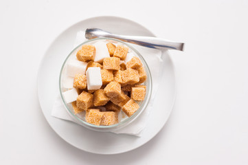 saucer with sugar.