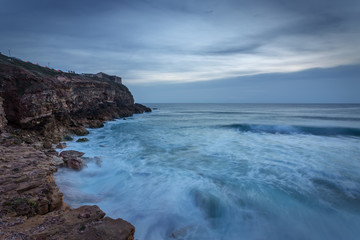 Lighthouse View of the beach in Nazare.