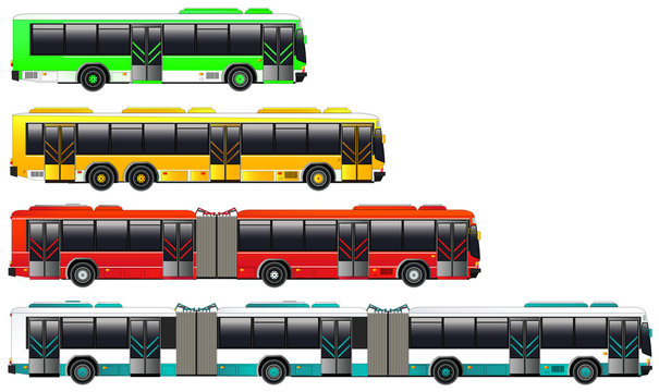 City bus transportation set. Vector illustration