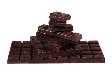 chocolate bars isolated on white background